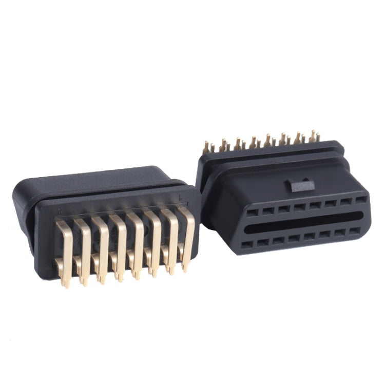 J1962f OBD2 16PIN 90 Degree Bend Female Head Connector, Gold Plated, 16PIN 90 Degree Bend