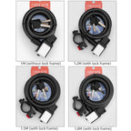 BG-0518 Mountain Bike Portable Anti-Theft Bold Cable Lock, Length:, 1.5m With Lock Frame, 1.8m With Lock Frame