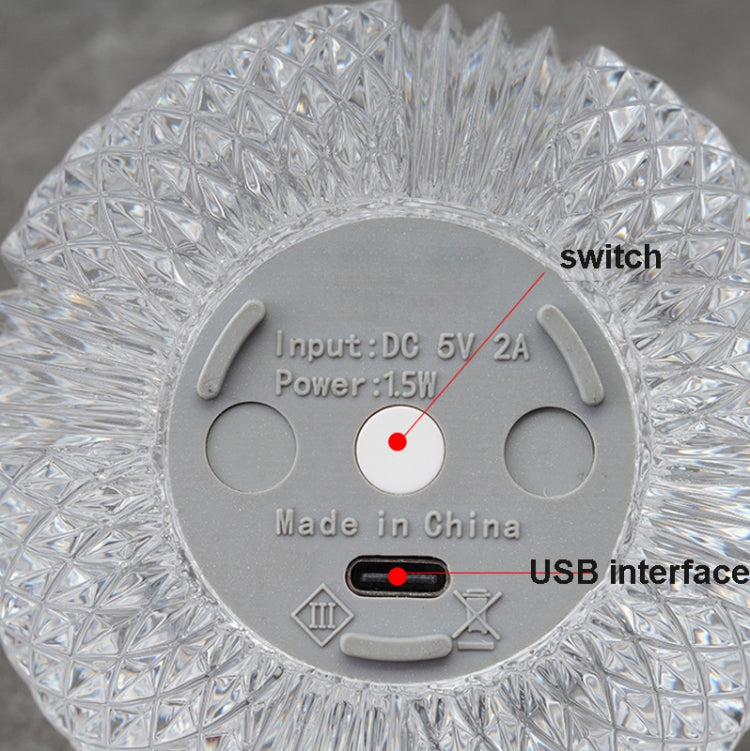 Crystal Ball Small Table Lamp USB Acrylic Night Light, MT2 80 x 80mm, MT1 110 x 110mm
