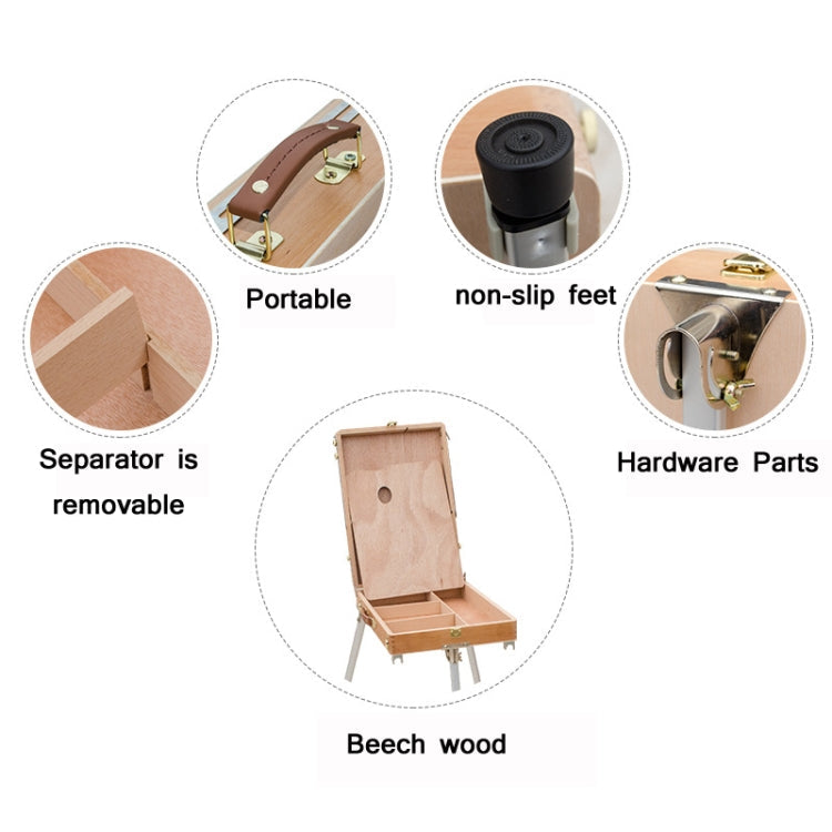 Portable Wooden Portable Sketch Box Aluminum Alloy Easel, Portable Sketch Box