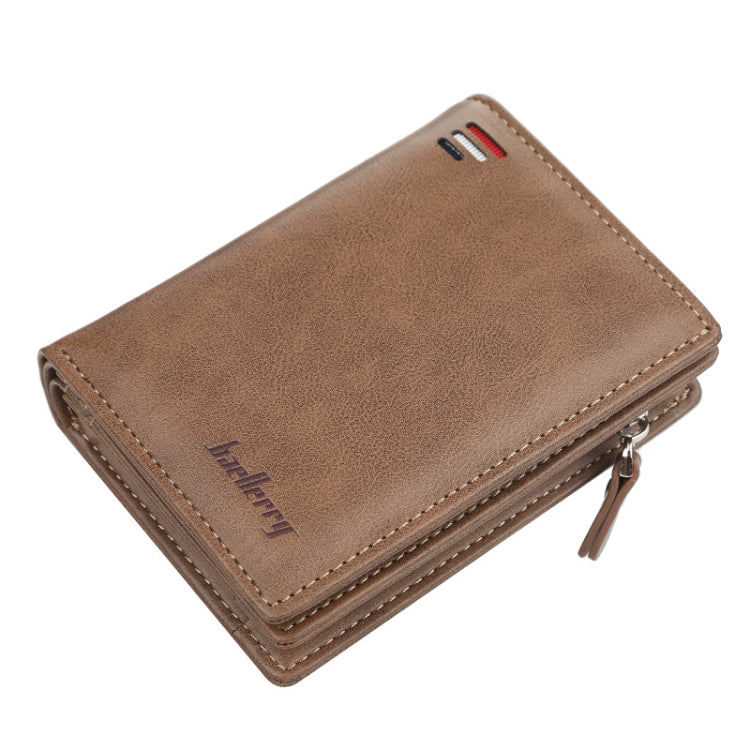 Baellerry D3216 Men Short Vertical Multi-Card Snap Coin Purse, Khaki, Black, Brown Khaki
