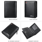 Baellerry D3216 Men Short Vertical Multi-Card Snap Coin Purse, Khaki, Black, Brown