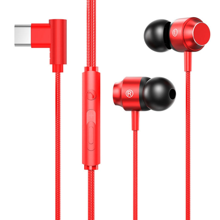 TS902 Metal In-Ear USB-C / Type-C Game Earphone, Cable Length: 1.2m, Red, Green, Black, Silver Gray – Aluminum Alloy