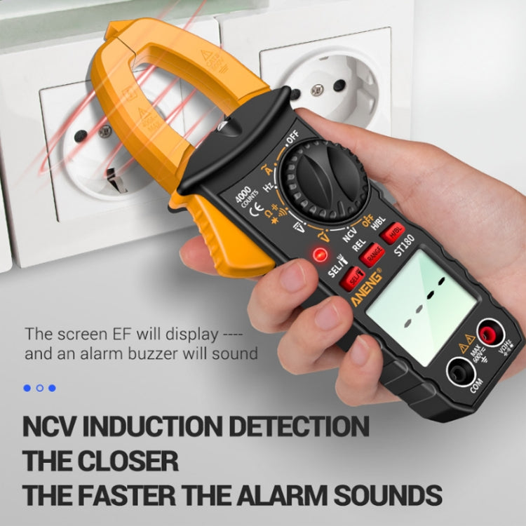 ANENG ST180 Digital Display Clamp AC & DC Intelligent Voltage Multimeter, Red, Black, Yellow – Durable Build, Easy to Use