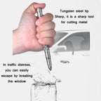 P08 Outdoor LED With Flashing Tungsten Steel Window Breaking Self-Defense Pen, Black, Gold, Grey