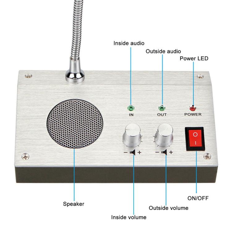 ZHUDELE ZDL-9908 Window Two-way Walkie-talkie Bank/Hospital/Station/Counter Microphone Amplifier,EU Plug, EU Plug, UK Plug, US Plug