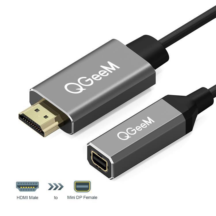 QGeeM QG-HD02 HDMI Single to Mini DP Converter – Aluminum Alloy, 4K