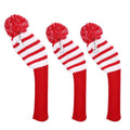 3 PCS/Set Golf Wooden Club Knitted Cover, 3PCS Red, 3PCS Black 3PCS Red Red