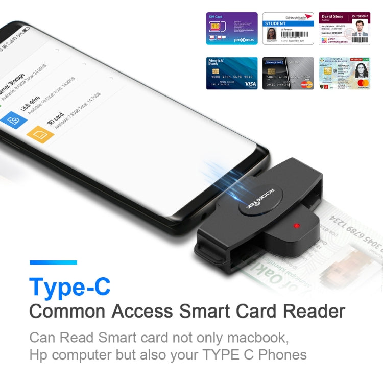 Rocketek CSCR3 Smart CAC Card Reader Type-C Bank Tax Declaration SIM Card/IC Card ID Card Reader – Durable Build, Easy to Use