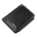 Baellerry D9159 Men Short Tri-Fold Zip Coin Purse Thin Card Holder, Black, Brown, Coffee Black