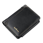 Baellerry D9159 Men Short Tri-Fold Zip Coin Purse Thin Card Holder, Black, Brown, Coffee Black