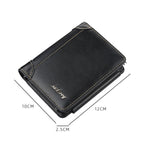 Baellerry D9159 Men Short Tri-Fold Zip Coin Purse Thin Card Holder, Black, Brown, Coffee