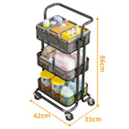 HP211015 Multifunctional Kitchen Storage Rack with Pulley, White, Black