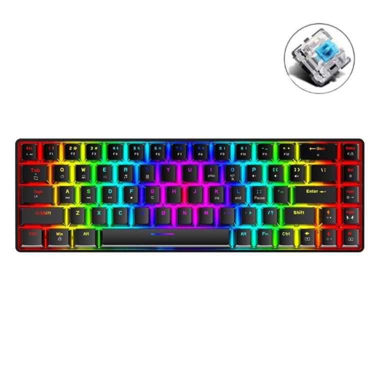 ZIYOU LANG T8 68 Keys RGB Luminous Gaming Mechanical Keyboard, Cable Length:1.6m, T8 Black Green Shaft, T8 Black Tea Shaft, T8 White Green Shaft, T8 White Red Shaft, T8 Blue Green Shaft, T8 Pink Green Shaft – Wear-resistant