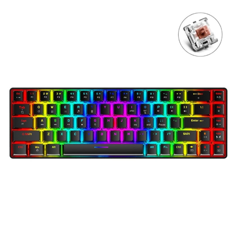 ZIYOU LANG T8 68 Keys RGB Luminous Gaming Mechanical Keyboard, Cable Length:1.6m, T8 Black Green Shaft, T8 Black Tea Shaft, T8 White Green Shaft, T8 White Red Shaft, T8 Blue Green Shaft, T8 Pink Green Shaft – Wear-resistant T8 Black Tea Shaft Black Tea Shaft