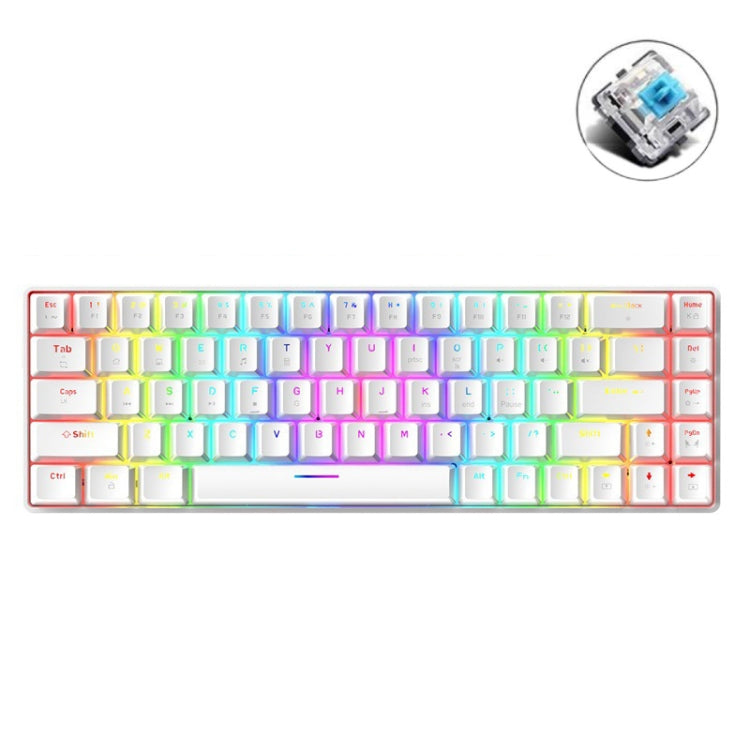 ZIYOU LANG T8 68 Keys RGB Luminous Gaming Mechanical Keyboard, Cable Length:1.6m, T8 Black Green Shaft, T8 Black Tea Shaft, T8 White Green Shaft, T8 White Red Shaft, T8 Blue Green Shaft, T8 Pink Green Shaft – Wear-resistant T8 White Green Shaft White Green Shaft