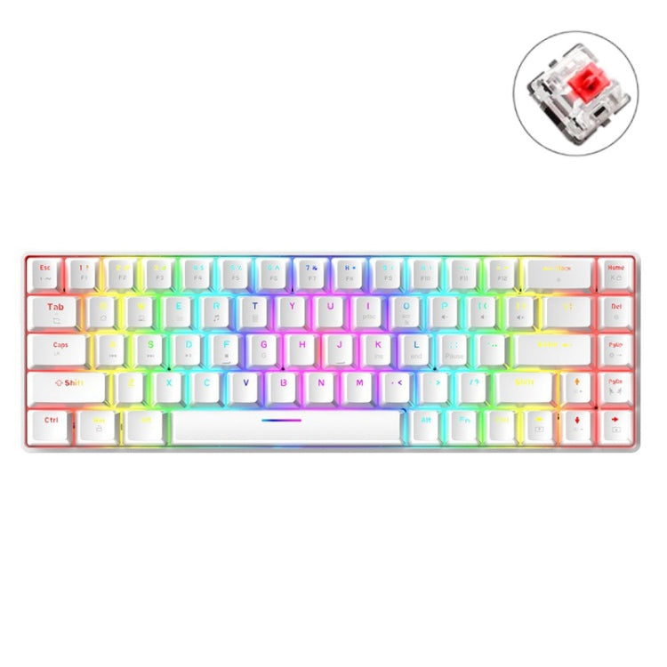 ZIYOU LANG T8 68 Keys RGB Luminous Gaming Mechanical Keyboard, Cable Length:1.6m, T8 Black Green Shaft, T8 Black Tea Shaft, T8 White Green Shaft, T8 White Red Shaft, T8 Blue Green Shaft, T8 Pink Green Shaft – Wear-resistant T8 White Red Shaft White Red Shaft