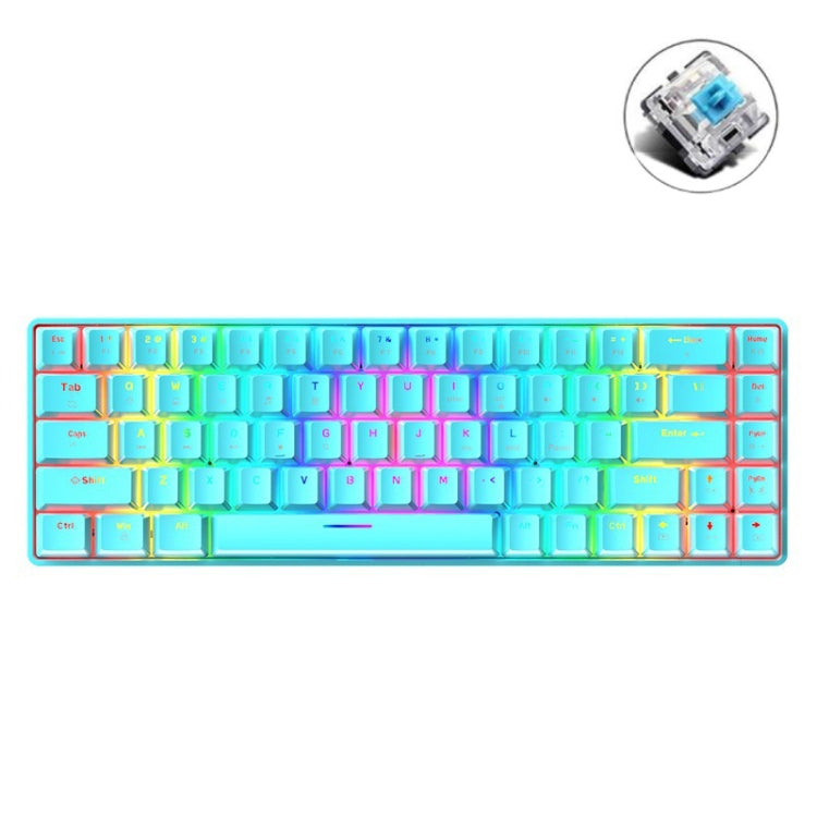 ZIYOU LANG T8 68 Keys RGB Luminous Gaming Mechanical Keyboard, Cable Length:1.6m, T8 Black Green Shaft, T8 Black Tea Shaft, T8 White Green Shaft, T8 White Red Shaft, T8 Blue Green Shaft, T8 Pink Green Shaft – Wear-resistant T8 Blue Green Shaft Blue Green Shaft