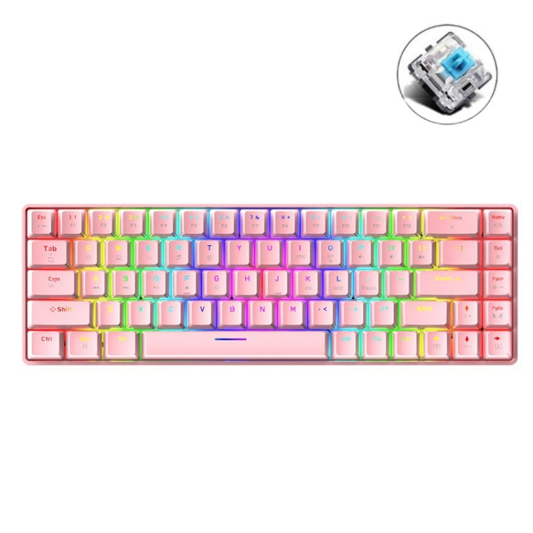 ZIYOU LANG T8 68 Keys RGB Luminous Gaming Mechanical Keyboard, Cable Length:1.6m, T8 Black Green Shaft, T8 Black Tea Shaft, T8 White Green Shaft, T8 White Red Shaft, T8 Blue Green Shaft, T8 Pink Green Shaft – Wear-resistant T8 Pink Green Shaft Pink Green Shaft