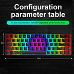ZIYOU LANG T8 68 Keys RGB Luminous Gaming Mechanical Keyboard, Cable Length:1.6m, T8 Black Green Shaft, T8 Black Tea Shaft, T8 White Green Shaft, T8 White Red Shaft, T8 Blue Green Shaft, T8 Pink Green Shaft – Wear-resistant