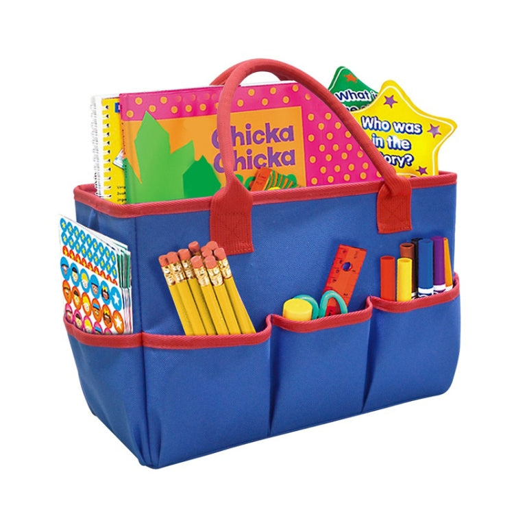 Large Capacity Foldable Polyester Stationery Storage Bag with Handles Blue