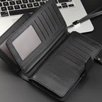 Baellerry Casual Wallet Long Clutch Tri-fold Wallet Multifunctional Phone Bag For Men, Brown, Black