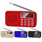 Y-619 FM/AM Mini Radio MP3 Rechargeable Music Player Support TF/SD Card with LED Display, Red, Gold, Blue, Black