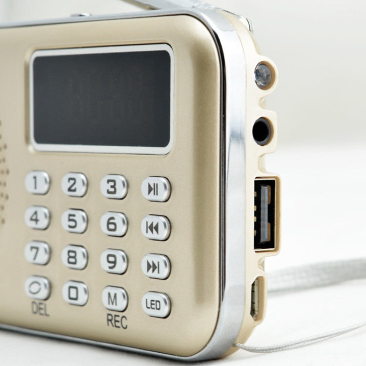 Y-619 FM/AM Mini Radio MP3 Rechargeable Music Player Support TF/SD Card with LED Display, Red, Gold, Blue, Black