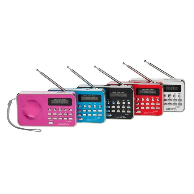 L-938 MP3 Audio Player FM Radio Support SD MMC Card AUX-IN Earphone-out, Blue, Red, Pink, White, Black