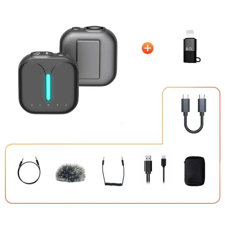 Outdoor Professional Noise-cancelling Wireless Lavalier Microphone, Type-C, Type-C+Apple Adapter, Type-C+External Microphone, Type-C+Apple Adapter+External Microphone – Bluetooth Type-C+Apple Adapter