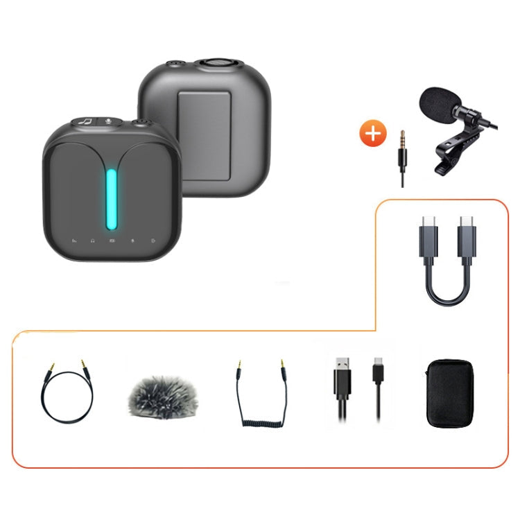 Outdoor Professional Noise-cancelling Wireless Lavalier Microphone, Type-C, Type-C+Apple Adapter, Type-C+External Microphone, Type-C+Apple Adapter+External Microphone – Bluetooth Type-C+External Microphone