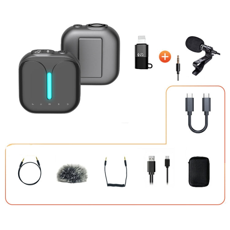 Outdoor Professional Noise-cancelling Wireless Lavalier Microphone, Type-C, Type-C+Apple Adapter, Type-C+External Microphone, Type-C+Apple Adapter+External Microphone – Bluetooth Type-C+Apple Adapter+External Microphone
