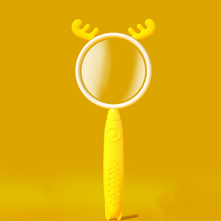 3x Magnifying Glass HD Cartoon Magnifying Glass Toy Gift For Children, Pink Rabbit, Coffee Bear, Blue Kitten, Yellow Deer – Non-slip Yellow Deer
