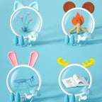 3x Magnifying Glass HD Cartoon Magnifying Glass Toy Gift For Children, Pink Rabbit, Coffee Bear, Blue Kitten, Yellow Deer – Non-slip