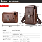 BULL CAPTAIN Multifunctional Leather Mobile Phone Small Waist Bag For Men, Horizontal Brown, Horizontal Black, Vertical Brown, Vertical Black – Waterproof, Leather