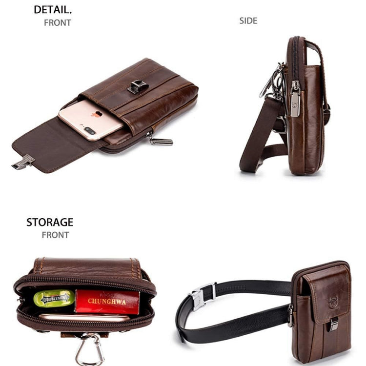 BULL CAPTAIN Multifunctional Leather Mobile Phone Small Waist Bag For Men, Horizontal Brown, Horizontal Black, Vertical Brown, Vertical Black – Waterproof, Leather