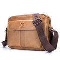 BULL CAPTAIN Double Layer Leather One Shoulder Messenger Bag For Men, Yellow Brown, Beige, Iron Blue Yellow Brown