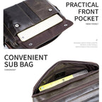 BULL CAPTAIN Double Layer Leather One Shoulder Messenger Bag For Men, Yellow Brown, Beige, Iron Blue