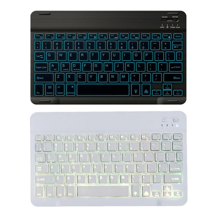78 Keys 10 Inch RGB Colorful Backlit Bluetooth Keyboard For Mobile Phone / Tablet, Black, White – Bluetooth