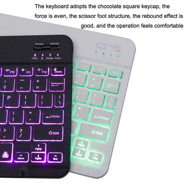 78 Keys 10 Inch RGB Colorful Backlit Bluetooth Keyboard For Mobile Phone / Tablet, Black, White – Bluetooth