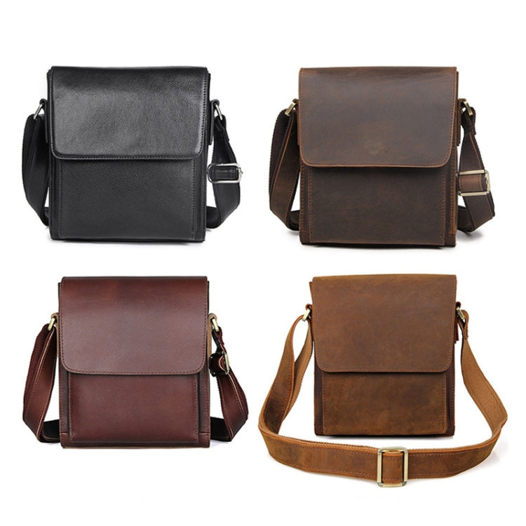 Vintage Crazy Horse Leather Men Shoulder Bag Messenger Bag, Black, Brown, Dark Brown