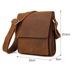 Vintage Crazy Horse Leather Men Shoulder Bag Messenger Bag, Black, Brown, Dark Brown
