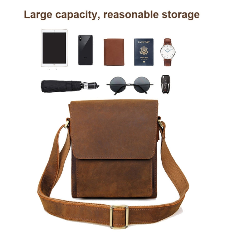 Vintage Crazy Horse Leather Men Shoulder Bag Messenger Bag, Black, Brown, Dark Brown