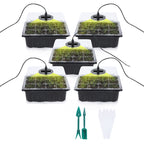 5 Set Plant Seed Starter Trays Kit,Seedling Tray Starter With Grow Light, Black, Green Black