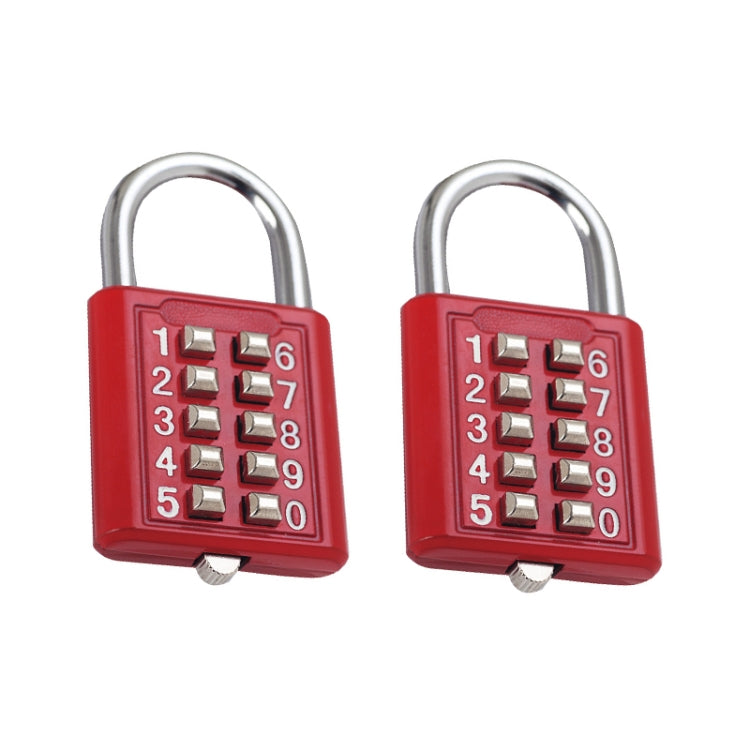 2 PCS 10-Bit Button Password Lock Cabinet Door Tool Box Button Padlock, Red, Electroplating White, Sky Blue, Black Red