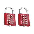 2 PCS 10-Bit Button Password Lock Cabinet Door Tool Box Button Padlock, Red, Electroplating White, Sky Blue, Black Red