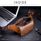 BULL CAPTAIN Cowhide Waist Bag Large Capacity Multifunctional Wallet For Men, Black, Yellow Brown