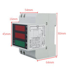 D52-2058 Wattmeter Din rail Volt Current Meter, AC80-300V Built-in CT, AC200-450V Built-in CT