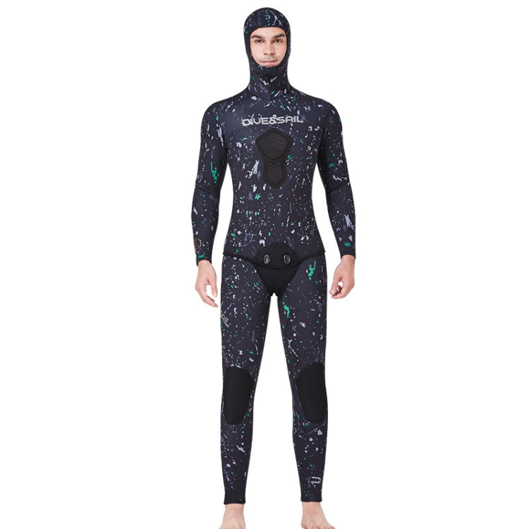 DIVE & SAIL 7mm Split Thick And Keep Warm Long Sleeves Hooded Diving Suit, M, L, XL, XXL, XXXL – Wear-resistant M Green