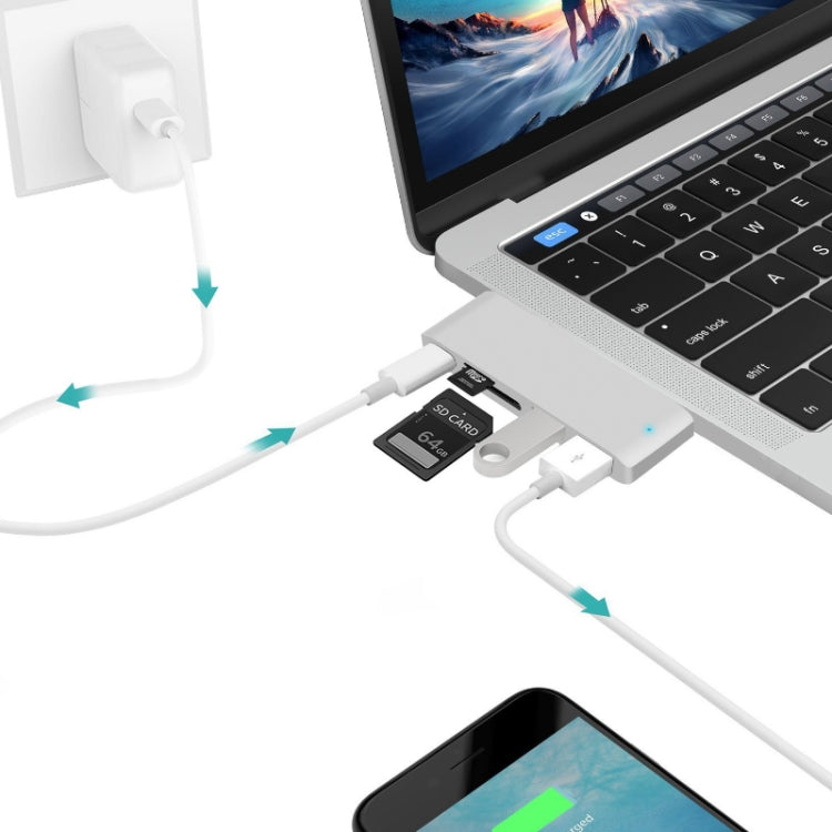 USB-C To HDMI Splitter Docking Station Card Reader, Specification：, 5 in 1 Gray, 5 in 1 Silver, 6 in 1 Gray, 6 in 1 Silver – Durable Build, Easy to Use
